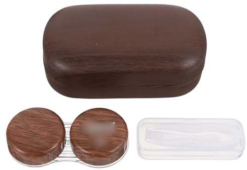 HOLIDYOYO Lens Travel Case Dual Compartment Leakproof Large Diameter Vintage Leather Storage Box for Contact Lens Dark Brown Suitable for Travel