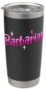 Pink Barbarian Funny RPG Gamer Chicas Mujeres Niños Vaso térmico de acero inoxidable de doble pared