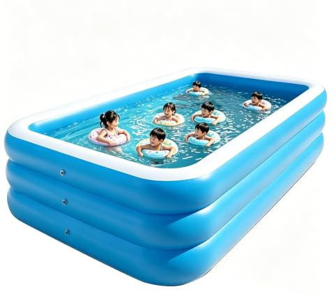 Easnuroz Piscine Gonfiabili Piscina Gonfiabile In PVC Per Famiglie Piscina Da Giardino Per Interni Ed Esterni(Blue-A,150 * 90 * 45cm)