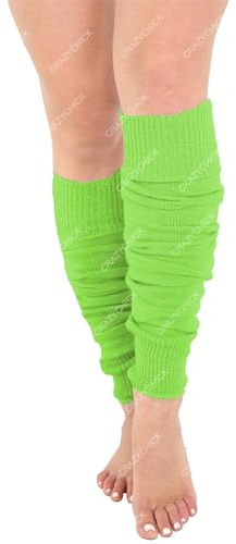 Crazy Chick® Luxurious Ladies 80's Dance Plain Ribbed Leg Warmers, Neon Leg warmers 15 Colours