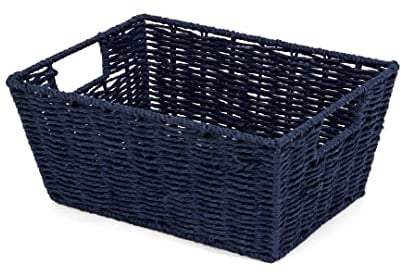 Compactor ETNA Korb Mariniere, Größe M, 31x24x14 cm, Blau, Zopfgeflecht aus Papier, Metallrahmen