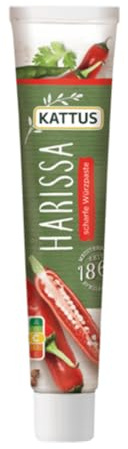 Kattus - Harissa, scharfe Würzpaste | 70 g in wiederverschließbarer Tube | Chili-Würzpaste, pikanter Geschmack