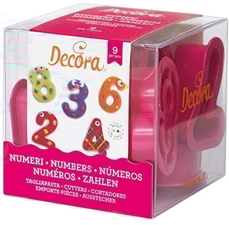 Decora Set mit 9 Messern. 5,2 x 2,2 cm, Kunststoff, Rot