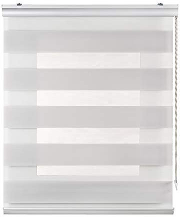 Doppelrollo Premium mit Galerie und Aluminium-Kettenzug Höchste Qualität, Rollos für Fenster mit Bohren Fenster rollos für innen STORESDECO Duo Rollo Hellgrau 140x250 cm (BxH)