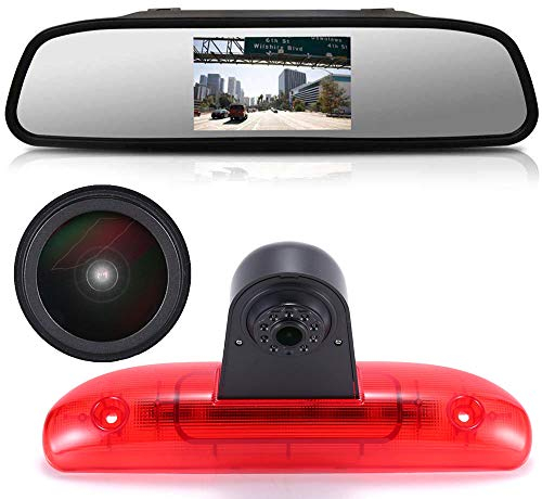 「18mm Linse Top Qualität Rückfahrkamera + 4.3 Zoll Auto Rückspiegel」Bremsleuchte Auto Dach Rückfahrkamera für FIAT Ducato 244 Bus Kasten/Peugeot Boxer/Citroen Jumper Relay 2002-2006