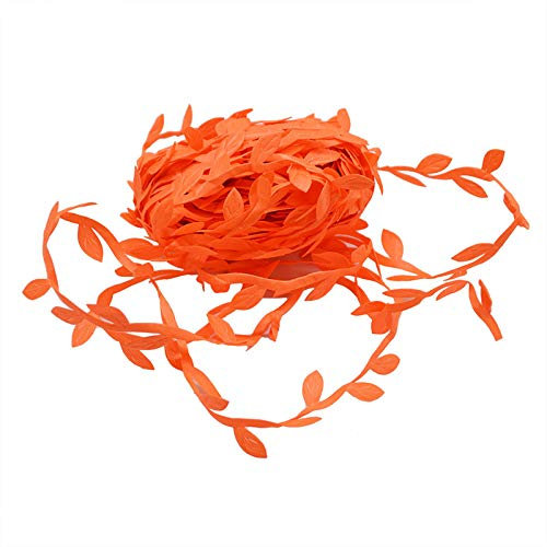 DUO ER 10M Gold Blattförmiges Band Künstliche Grüne Blätter Efeu Gift Geschenk Ribbon für Hochzeitsdekoration DIY Hängende Girlande Liefert (Farbe : T07 orange)