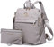MKP Damen-Rucksack, Geldbörse, PU-Leder, umwandelbar, mittelgroß, Reisen, Schultertaschen, Handtasche und Geldbörse, 2 Stück, GRAU, Medium, Rucksack Rucksäcke