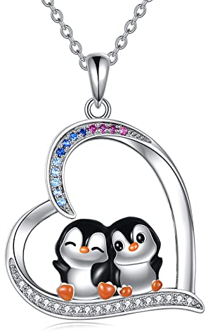 YAFEINI Pinguin Geschenke für Frauen Mädchen Sterling Silber Herz Pinguin Halskette Süßer Pinguin Anhänger Schmuck für Pinguin Liebhaber