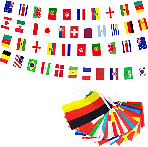 100 Länder EM Fahnen Wimpelkette für Euro Fußball 2024,Wimpelkette EM 2024,25M EM Euro Oly Flaggenkette Flaggen,Euro Fussball EM 2024 Deko Wimpel Girlande Banner für Haus Garten Bar Party Deko