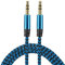 sourcing map 4 Pack Aux Cable 3.5mm Male to Male Nylon Braided 3Ft 3 Pole Hi-Fi Stereo Sound Auxiliary Cord Blue for Earphones, Smart Phones, Home/Car Stereos, Speakers, Computers