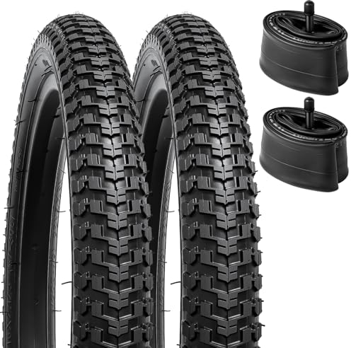 YunSCM 2PCS Plegable 16 Pulgada Neumáticos 16x2.125 ETRTO 57-305 más 2PCS 16 Pulgada Cámara de Aire AV32mm Valve Compatible Bike 16x2.10 16x2.125 16x2.25 Neumáticos and Cámara de Aire