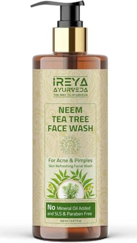Neem Tea Tree Face Wash - 200ml for Soft & Smooth Skin Made with Neem Extract & Tea Tree oil with Turmeric Extract, Pure, Vegan, Natural, Cruelty Free