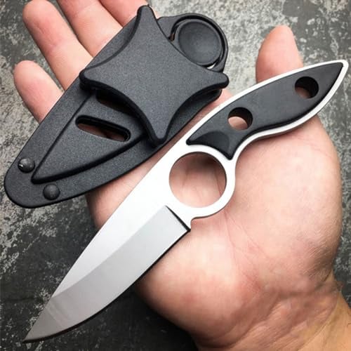 Omesio Coltello da cintura outdoor, piccolo coltello da caccia con fodero robusto - mini coltello EDC, regali per il pescatore all'aperto e lo sportivo in campeggio.