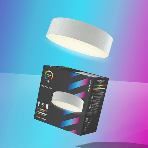 tint Smarte LED-Deckenleuchte Malea grey – Steuerbar per Alexa, Fernbedienung oder Bluetooth – Dimmbare Beleuchtung mit weißem (1800-6500 K) und farbigem RGB Licht