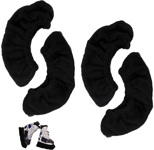 PEUTIER 4 Stück Schlittschuh Kufenschutz, Schwarz Hockey Schlittschuhe Kufenschoner Elastisch Eislaufen Kufenschutz für Männer Frauen Jungen Mädchen (Größe L)