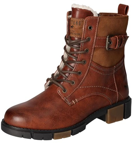 MUSTANG Damen Stiefelette warm gefütterter Schnürboot mit Schnalle 1443-601, Größe:40 EU, Farbe:Braun