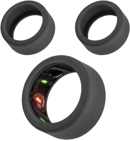 PEUTIER 2st Silikon Ring Hülle Kompatibel mit Oura Ring Gen 3, Rund Ring Schutz Elastisch Ringschutz Smart Ring Schutzhülle Zubehör für Oura Ring Workout (Schwarz, M für 11/12/13)