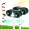 Cowiewie 2pcs Répulsif Chat Extérieur Ultrason et Flash LED, Recharge Solaire et USB, Étanche Repulsif Chat pour Jardins, Champs - Facile à Installer