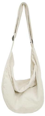 ibalulu Umhängetasche Damen Crossbody Bag, Cord Tasche Handtasche Damen Groß Casual Schultertasche mit Verstellbarer Schultergurt für Schule Büro Arbeit Reisen Ausflug Einkauf (Beige)