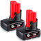 DASNITE 2 Stück 12V 6,0Ah Li-ion Ersatzakku für Milwaukee M-12 Akku 12 Volt 48-11-2410 48-11-2420 48-11-2411 48-11-2401 48-11-2402 6000mAh Lithium Kompatibel mit Milwaukee 12V Werkzeugen