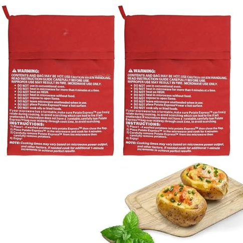 Sac à Pommes de Terre Micro-Ondes,2 Pièces sacs Réutilisables pour Pommes de Terre au Micro-ondes,Cuisson Pomme de Terre,Sac pour Pommes de Terre au Four