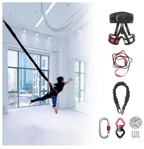 JYHHCYS Yoga Bungee Corde Exercices D'élastique À Domicile, Kit D'équipement De Fitness avec Élastique Volant pour Exercices Aériens(Full Set M - 60kg/123 lbs)