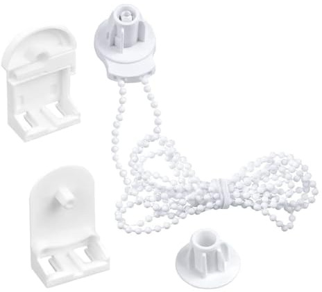 Kit de fixations pour store enrouleur 25 mm – Supports en plastique, embrayage et chaîne de perles de 300 cm pour stores intérieur/extérieur, blanc