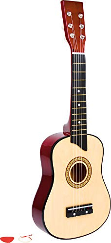 small foot Gitarre Natur aus Holz, mit sechs Nylonsaiten und Plektron, geeignet für Kinder ab 3 Jahren, 3307