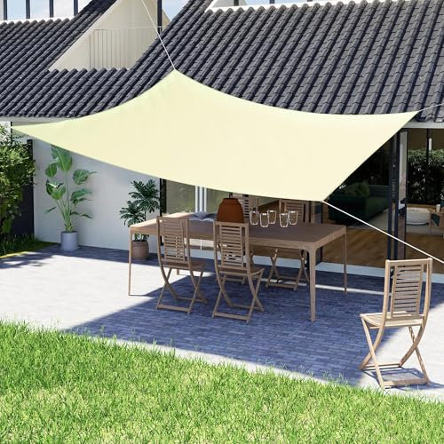 jarolift Sonnensegel Rechteckig, Wasserabweisend, Sonnenschutz Sichtschutz für Terrasse Garten Balkon, Polyestergewebe 400 x 200 cm, Cremeweiß
