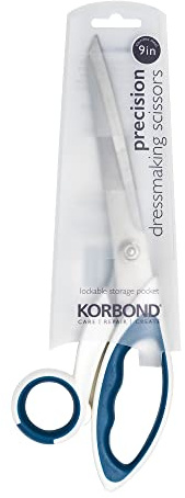 Korbond Precision Dressmaking 9 inch – Soft Grip Professional, Household, Fabric, Paper Scissors. Ambidextrous – for Right & Left Handed