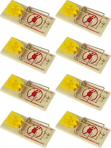 Southern Homewares Mausefalle aus Holz, Federwirkung mit erweitertem Käseauslöser, 8 Stück