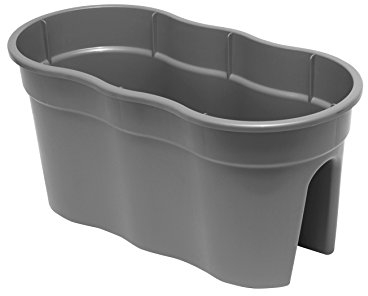 KHW | Flowerclip XL 2er-Set | Grau | Pflanzgefäße für Balkon- & Geländerbegrünung | wetterfest & UV-beständig | Zwei Pflanzkammern | für Geländer Ø bis 6 cm | dekorativ & stabil | Made in Germany