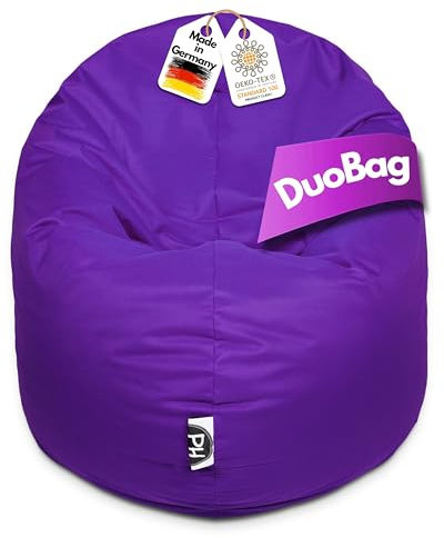 PATCH HOME 2-in-1 Sitzsack Sessel - Gaming Bean Bag mit Reißverschluss - Bereits befüllt, Ergonomisch & Robust für Kinder & Erwachsene - Indoor & Outdoor, Wetterfest (Lila, Ø 125cm)