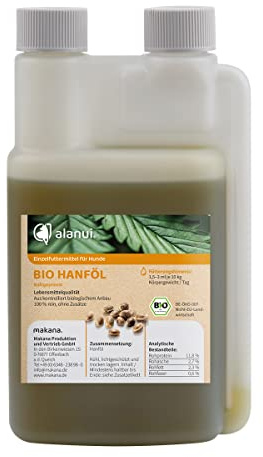 alanui Bio Hanföl für Hunde, nativ kaltgepresst, 250 ml Dosierflasche