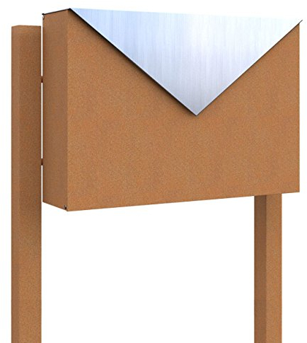Standbriefkasten, Design Briefkasten Letter Rost/Edelstahl - Bravios