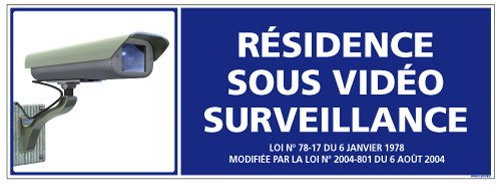 Panneau - Résidence Sous Vidéo Surveillance - Plastique rigide PVC - Dimensions 210 x 75 mm - Film de protection UV et anti graffiti