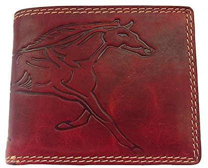 Geldbörse Portmonee Portemonnaie Geldbeutel echtes Leder Pferd Motiv Rot