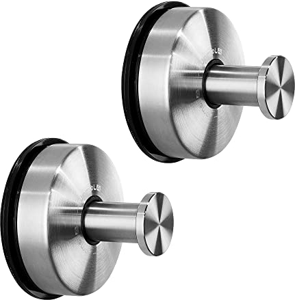 JOMOLA Gancho ventosa de Vacío Gancho de Succión Super Toalleros de gancho Colgador Ventosa para Pared Baño Cocina para Colgar Llaves Abrigos Ropa Bolsos Ducha Acabado Cepillado, 2 Piezas
