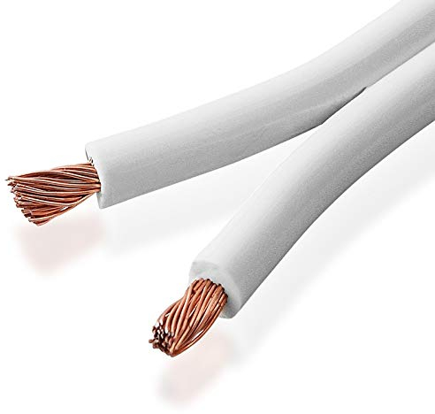 100 Meter Rolle Audio Lautsprecherkabel Boxenkabel, Querschnitt 4mm², Weiß