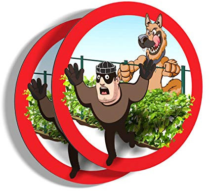 imaggge.com - Señal de Advertencia para Perro (Redondo, 15 cm, ultrarresistente, Aluminio, no PVC), 2 X