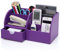 Depory Schreibtisch-Organizer, multifunktional, PU-Leder, Aufbewahrungsbox, Stifthalter, Stiftehalter, Stiftehalter, Stift, Handy, Büro, Organizer, Container (lila)