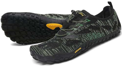 SAGUARO Barfußschuhe Herren Damen Traillaufschuhe Outdoor & Indoor Training Fitnessschuhe Wander Wald Strand Straße Laufschuhe Walkingschuhe Schnell Trocknend Badeschuhe, Kieferngrün, 42 EU