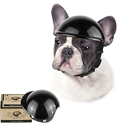 Enjoying Helm für Hunde Motorrad Kleine und Mittelgroße Hunde Helm Fahrrad Hundehüte Outdoor-Reiten Welpenmütze, Schwarz, Größe M