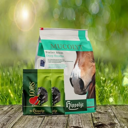 St. Hippolyt Mucolyt Atemwegskur 5 kg - freier Atem durch eine einzigartige Kräutervielfalt für Ihr Pferd + 2 x 1 kg Belohnungs-Lobs