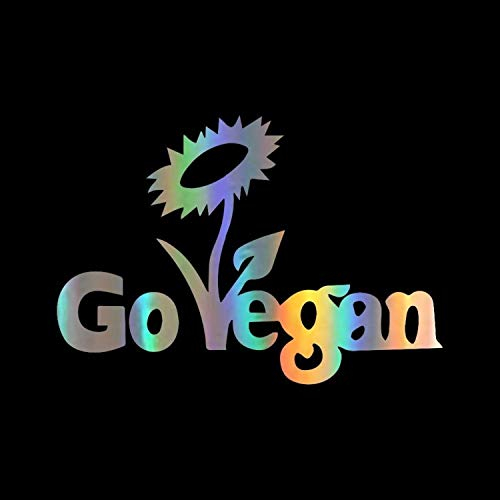 myrockshirt Oilslick Aufkleber Go Vegan Blume Flower Oil Slick Hologramm Aufkleber,Sticker,Decal,Autoaufkleber,UV&Waschanlagenfest,Profi-Qualität,Wandtattoo