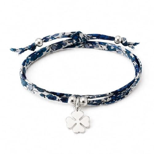 LES POULETTES BIJOUX Bracelet Double Tour Lien liberty et Trèfle Argent 925 - Classics