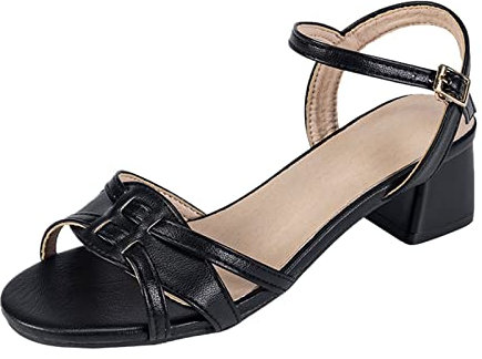 Schuhe Damen Mode Lack Leder Pumps High Heel Sandalen Hochzeitsfeier (38,Schwarz)