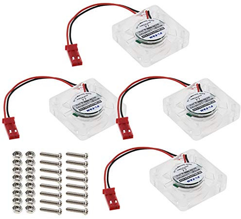 OTOTEC 4x DC 5V 0.25A Cooling Radiator Fans 30x30mm LED Blue Light Brushless CPU Heat Cooler 2-Pin Connector Compatible with Raspberry Pi 4 With Screws