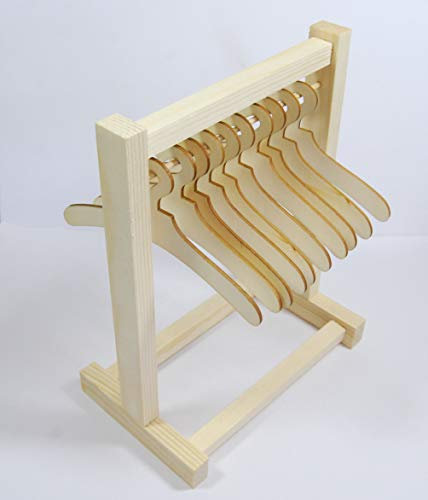 celloexpress Wooden Small Clothes Rail - Useful for Dolls Clothes (20cm Rail + 20 Hangers)