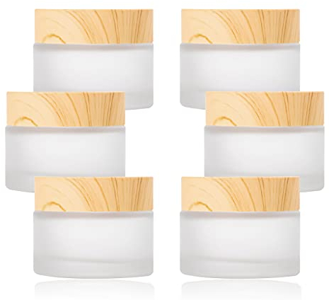 YAXIDAEVER 6Pcs Vide Cosmétique de Voyage en Verre,Blanc Pot Cosmétique Pots Creme Vide en Verre, Verre Dépoli pour Conserver Les Crèmes ou Les Masques Maison(30ml)